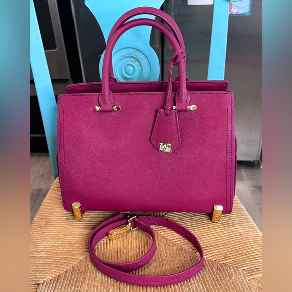 Zac Posen Saffiano Hot Pink Eartha satchel EUC - Picture 6 of 17